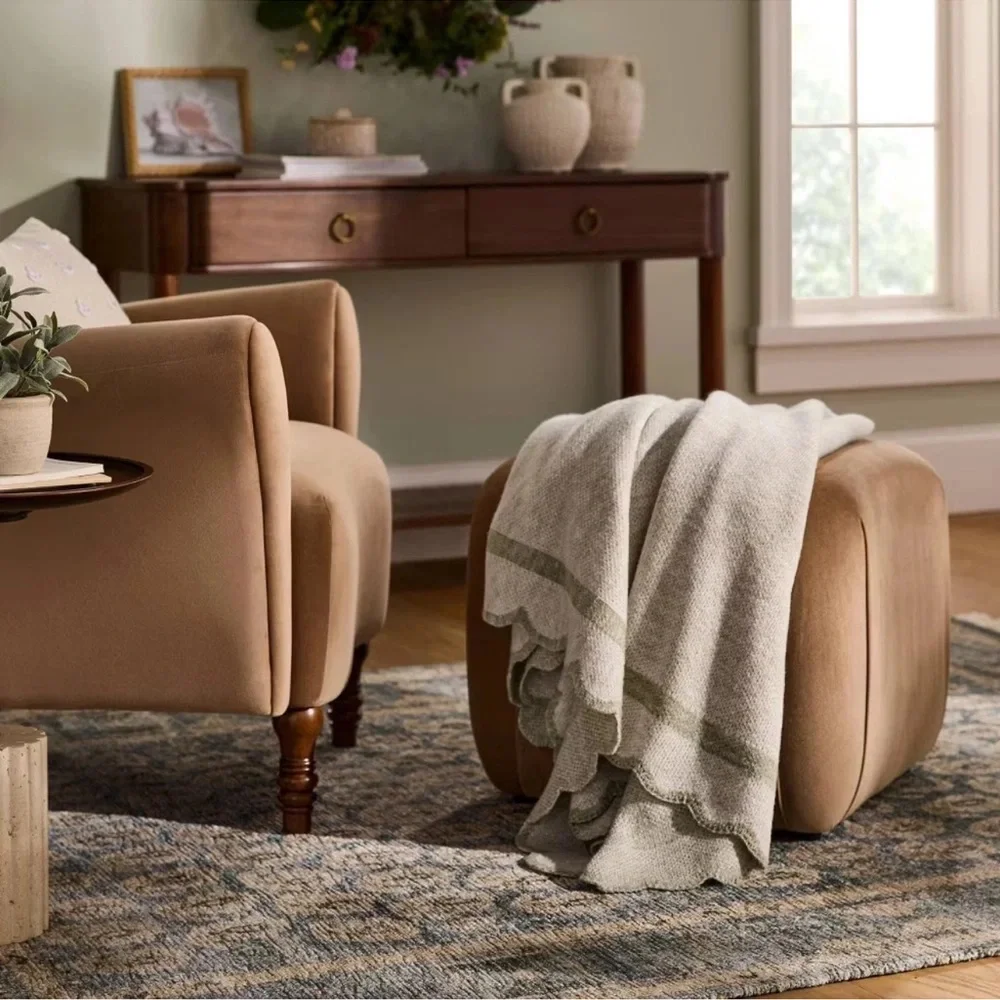 Scalloped Edge Throw Blanket GREEN - Threshold designed with Studio McGee